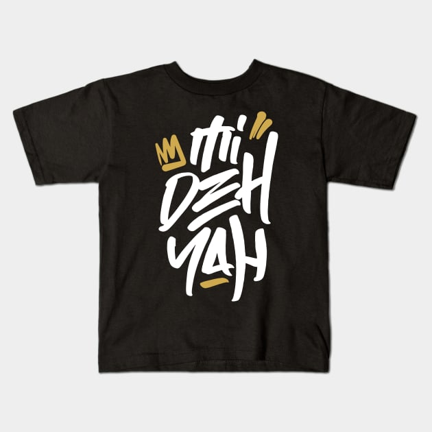 Mi Deh Yah Rasta Saying Graffiti Tag Style Reggae Kids T-Shirt by rastauniversity
